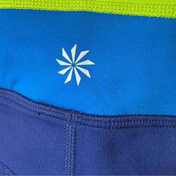 NWT Athleta High Rise Luma Chaturanga Capri XL Leggings Colorblock Navy Green - Picture 4 of 12